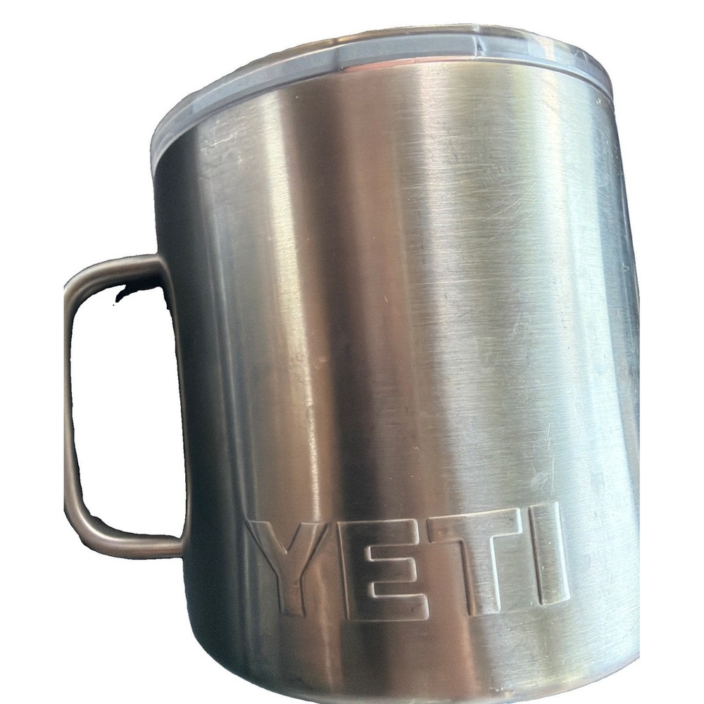 Rambler Mug  YETI 14oz Silver Stainless Steel Insulated MagSlider Lid
